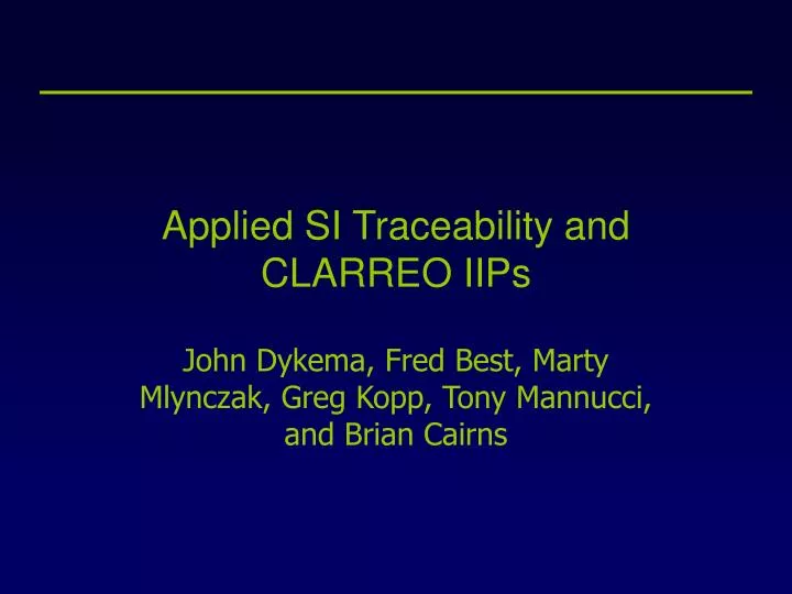 applied si traceability and clarreo iips