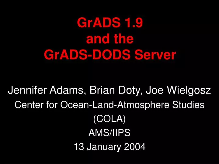 grads 1 9 and the grads dods server