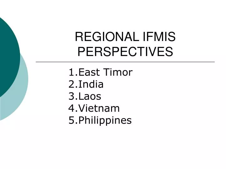 regional ifmis perspectives