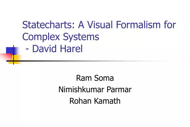 statecharts a visual formalism for complex systems david harel