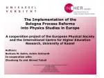 The Implementation of the Bologna Process Reforms into Physics Studies in Europe