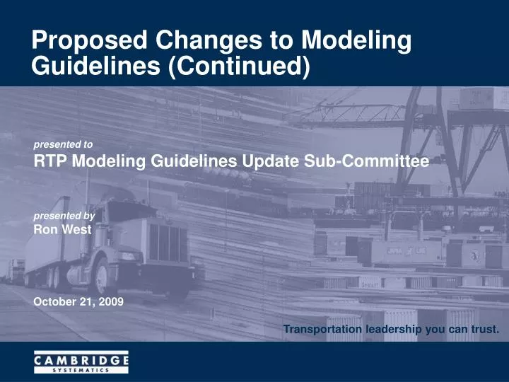 proposed changes to modeling guidelines continued