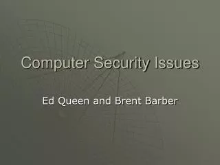 Computer Security Issues