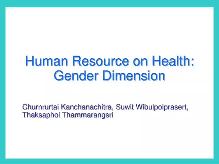 human resource on health gender dimension