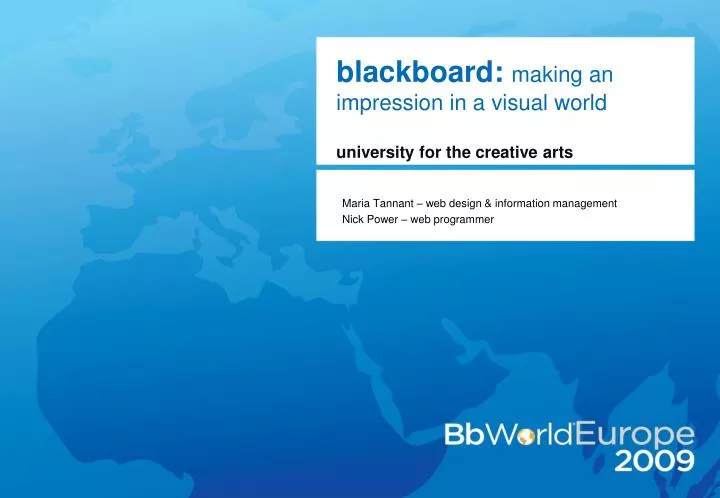 blackboard making an impression in a visual world university for the creative arts