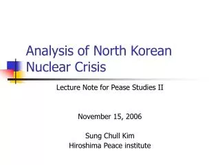 Analysis of North Korean Nuclear Crisis