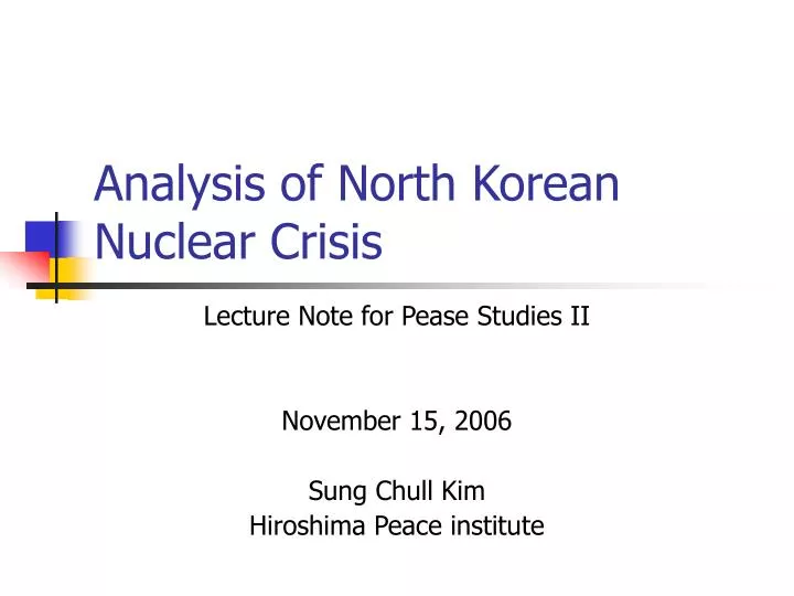 analysis of north korean nuclear crisis