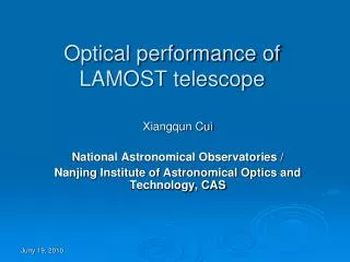 Optical performance of LAMOST telescope