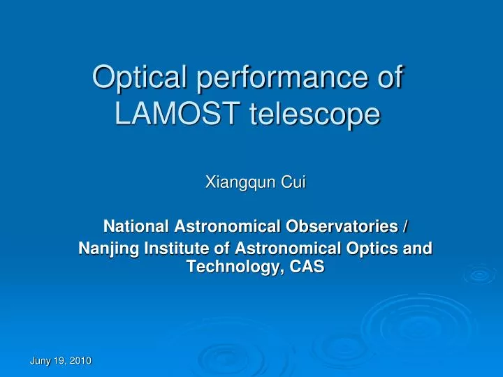 optical performance of lamost telescope