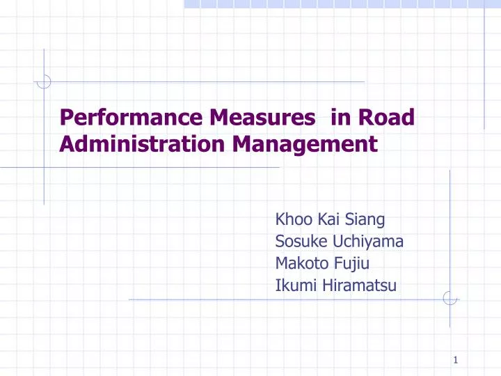 performance measures in road administration management