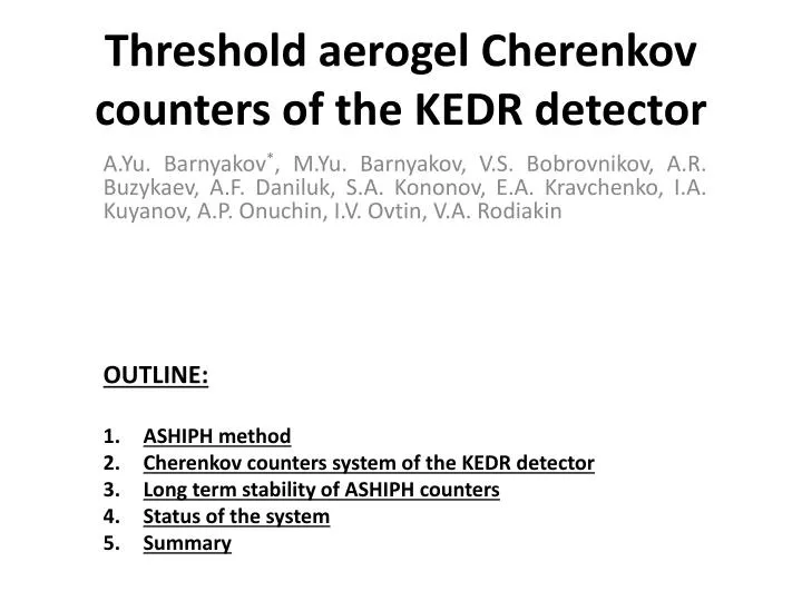 threshold aerogel cherenkov counters of the kedr detector