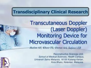 Transcutaneous Doppler (Laser Doppler) Monitoring Device for Microvascular Circulation