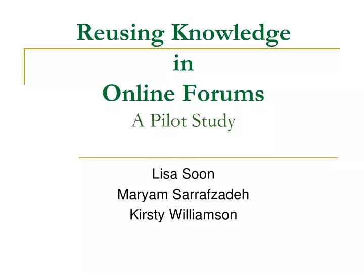 reusing knowledge in online forums a pilot study