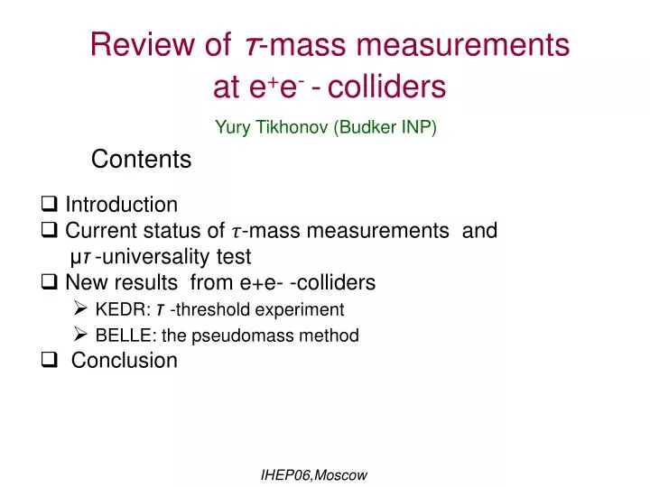 review of mass measurements at e e colliders