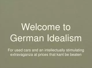 Welcome to German Idealism
