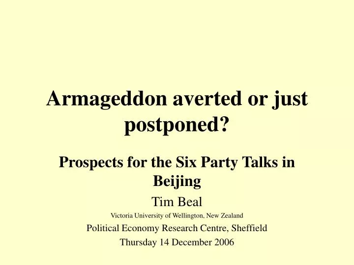 armageddon averted or just postponed