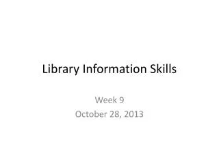 Library Information Skills