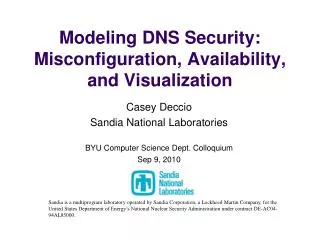 Modeling DNS Security: Misconfiguration, Availability, and Visualization