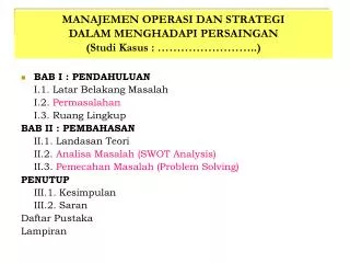 manajemen operasi dan strategi dalam menghadapi persaingan studi kasus