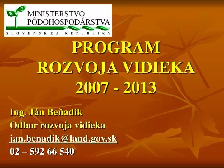 program rozvoja vidieka 2007 2013