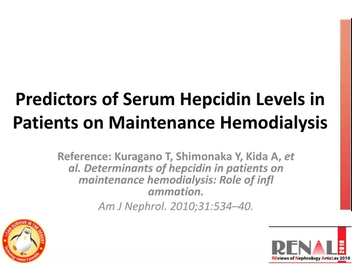 predictors of serum hepcidin levels in patients on maintenance hemodialysis