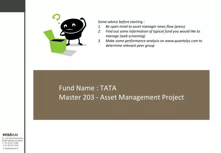 fund name tata master 203 asset management project