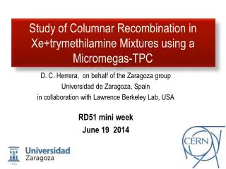 Study of Columnar Recombination in Xe+trymethilamine Mixtures using a Micromegas -TPC
