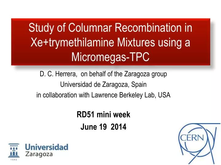 study of columnar recombination in xe trymethilamine mixtures using a micromegas tpc