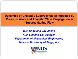B.C. Khoo and J.G. Zheng K.M. Lim and S.S. Ramesh Department of Mechanical Engineering