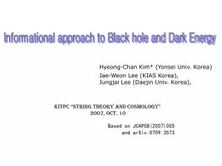 Hyeong-Chan Kim* (Yonsei Univ. Korea)