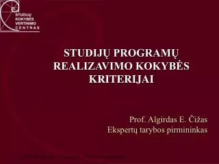 studij program realizavimo kokyb s kriterijai
