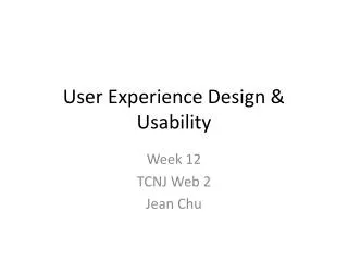 User Experience Design &amp; Usability