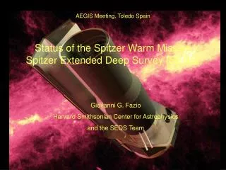 Status of the Spitzer Warm Mission Spitzer Extended Deep Survey (SEDS)