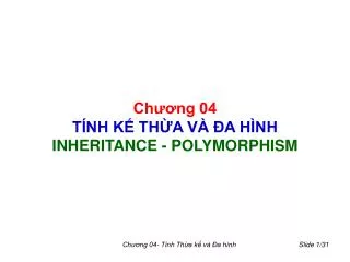 ch ng 04 t nh k th a v a h nh inheritance polymorphism