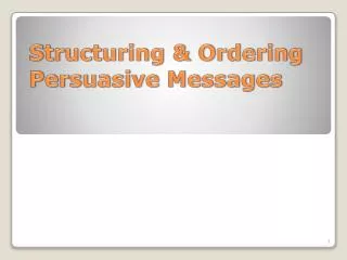 Structuring &amp; Ordering Persuasive Messages