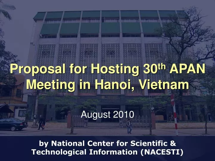 proposal for hosting 30 th apan meeting in hanoi vietnam