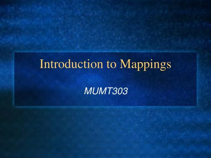 introduction to mappings