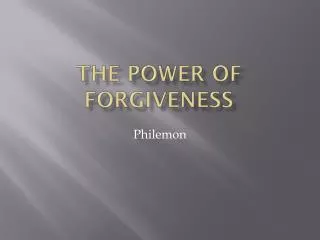 the power of forgiveness
