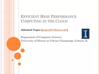 Efficient High Performance Computing in the Cloud