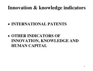 Innovation &amp; knowledge indicators