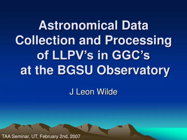 astronomical data collection and processing of llpv s in ggc s at the bgsu observatory