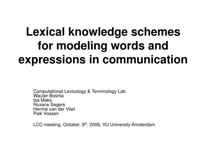 lexical knowledge schemes for modeling words and expressions in communication
