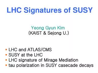 LHC Signatures of SUSY