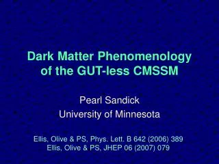Dark Matter Phenomenology of the GUT-less CMSSM
