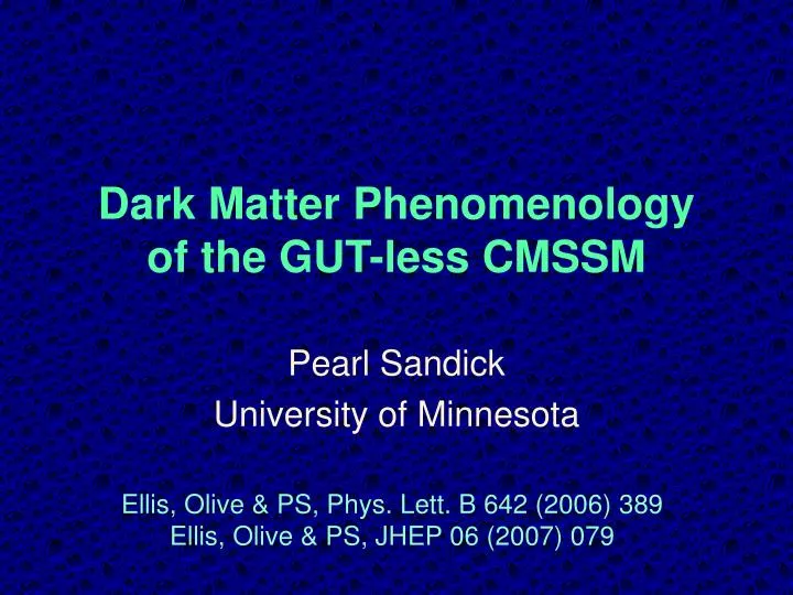 dark matter phenomenology of the gut less cmssm