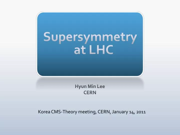 supersymmetry at lhc