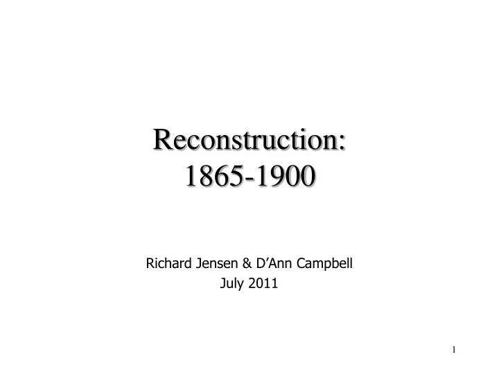 reconstruction 1865 1900