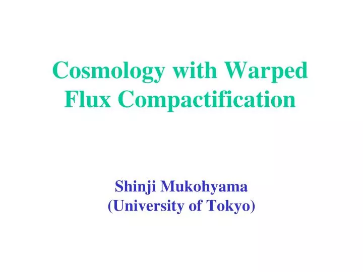 cosmology with warped flux compactification