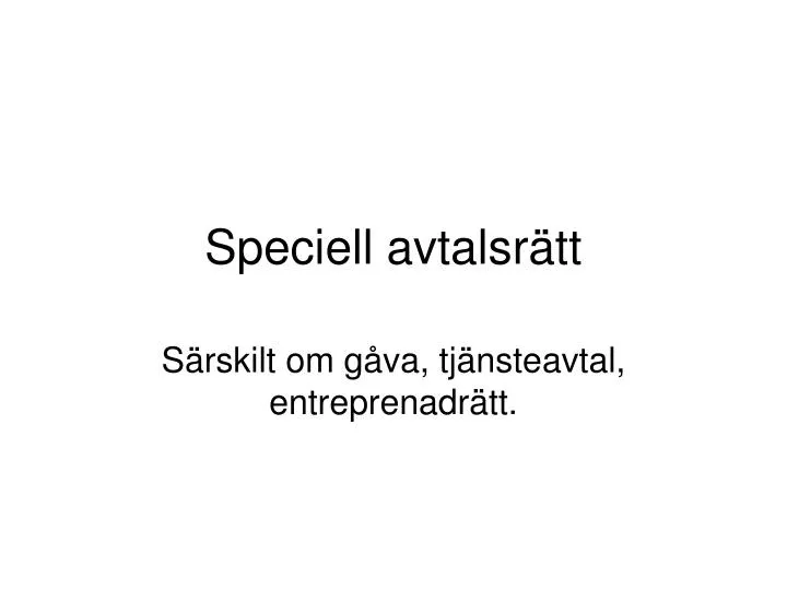 speciell avtalsr tt