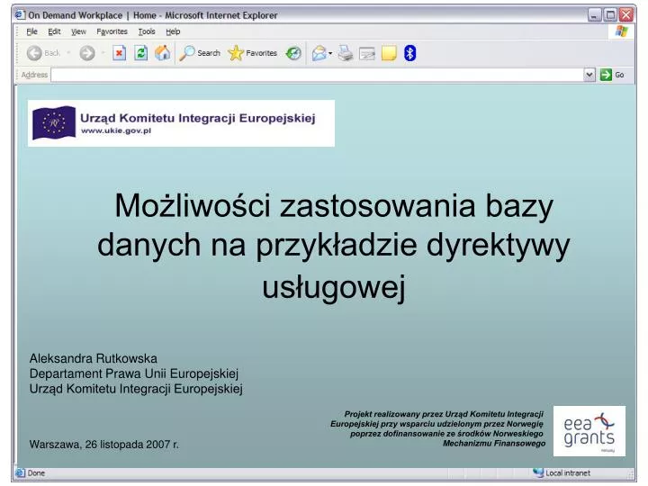 mo liwo ci zastosowania bazy danych na przyk adzie dyrektywy us ugowej